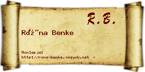Róna Benke névjegykártya